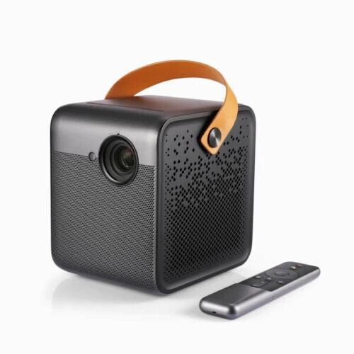 Image nebula projector in gunmetal grey and tan leather effect handle and remote